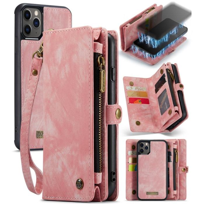 Caseme - CASEME 008 Series Äkta Läder Plånboksfodral för iPhone 11 Pro Max 6.5 tum - Rosa