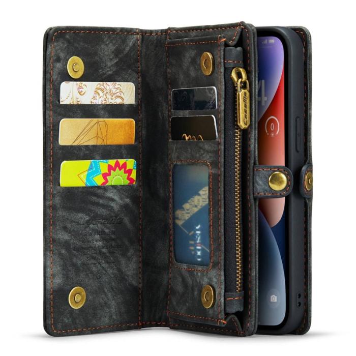 Caseme - CASEME 008 Series Plånboksfodral för iPhone 13 2-i-1 TPU + Konstläder Svart