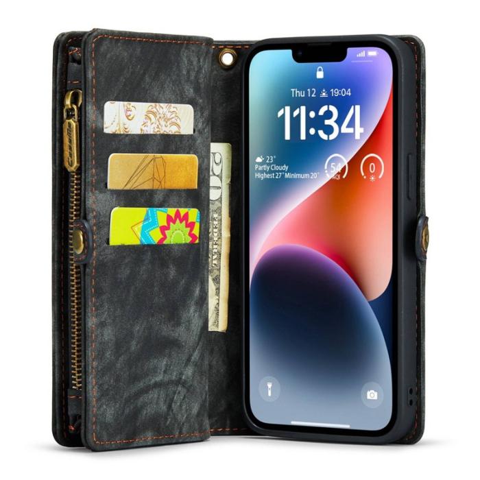 Caseme - CASEME 008 Series Plånboksfodral för iPhone 13 2-i-1 TPU + Konstläder Svart