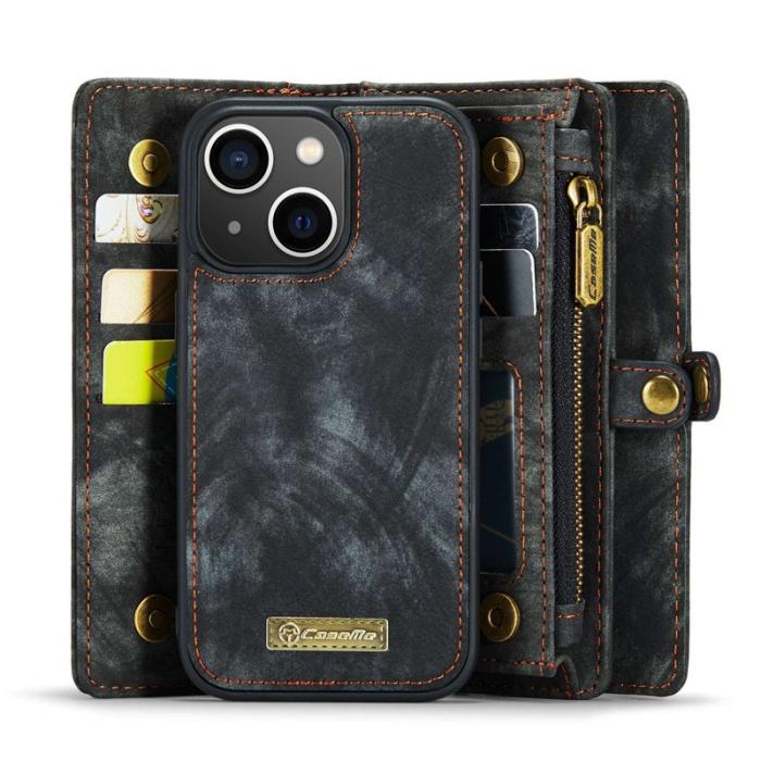 Caseme - CASEME 008 Series Plånboksfodral för iPhone 13 2-i-1 TPU + Konstläder Svart