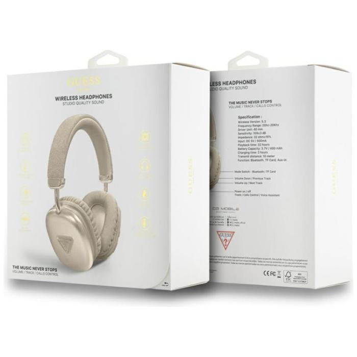 Guess - Guess Over-Ear Hörlurar Bluetooth 5.3 Metallic Triangle Logo - Guld
