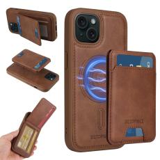 BETOPNICE - BETOPNICE iPhone 15 Fodral KonstL&auml;der - Brun - RFID-Skydd