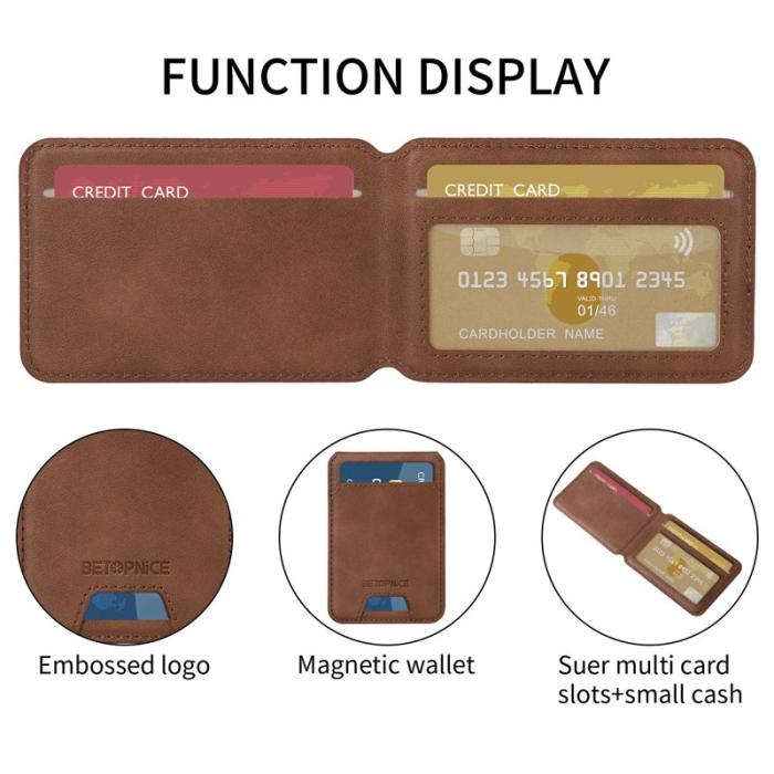 BETOPNICE - BETOPNICE iPhone 15 Fodral KonstLäder - Brun - RFID-Skydd