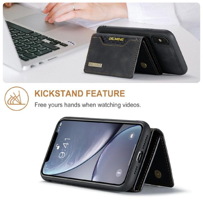 DG.MING - DG.MING M2 Series Magnetiskt Plånboksfodral Konstläder för iPhone X/XS - Svart
