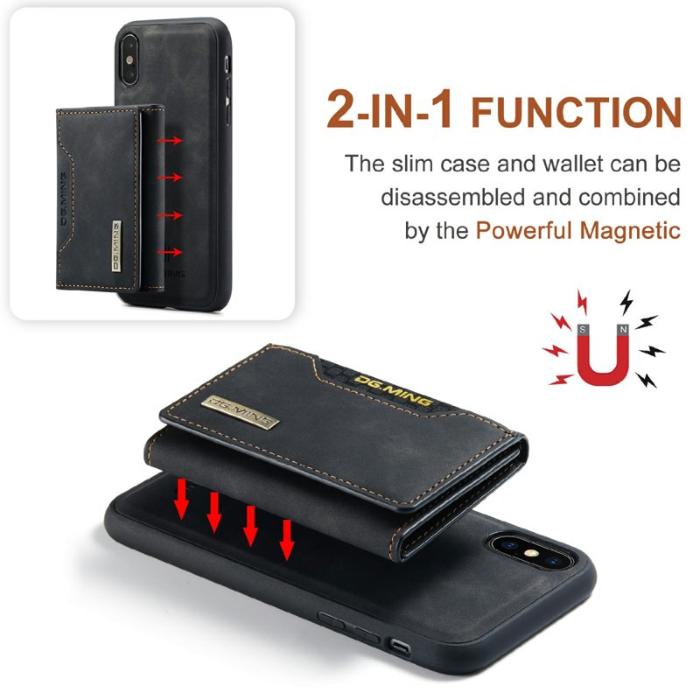 DG.MING - DG.MING M2 Series Magnetiskt Plånboksfodral Konstläder för iPhone X/XS - Svart