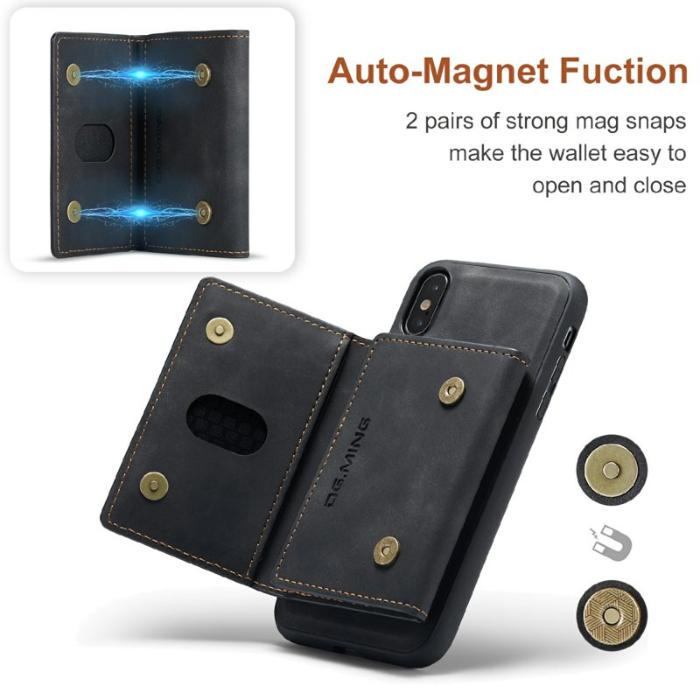 DG.MING - DG.MING M2 Series Magnetiskt Plånboksfodral Konstläder för iPhone X/XS - Svart