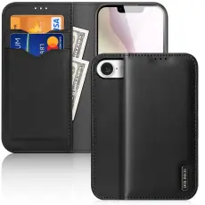 Dux Ducis - DUX DUCIS Hivo iPhone 16e Fodral &Auml;kta l&auml;der - Svart