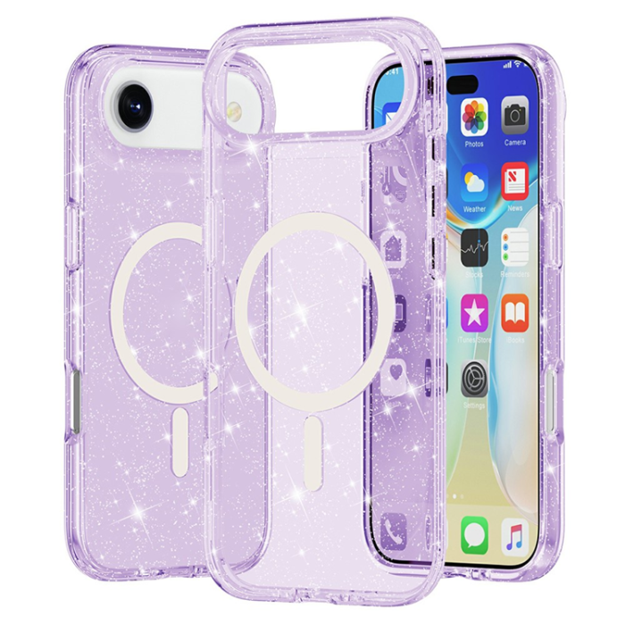 A-One Brand - iPhone 17 Air Mobilskal MagSafe Puderglitter - Lila