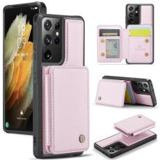 JEEHOOD - JEEHOOD J05 Fodral f&ouml;r Samsung Galaxy S21 Ultra 5G Konstl&auml;der Rosa