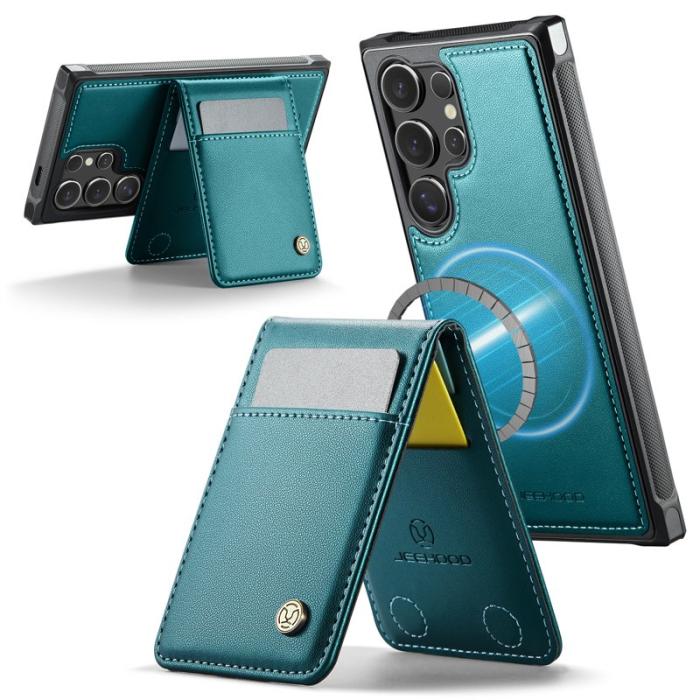 JEEHOOD - JEEHOOD J06 Konstläder fodral till Samsung Galaxy S23 Ultra - Blå