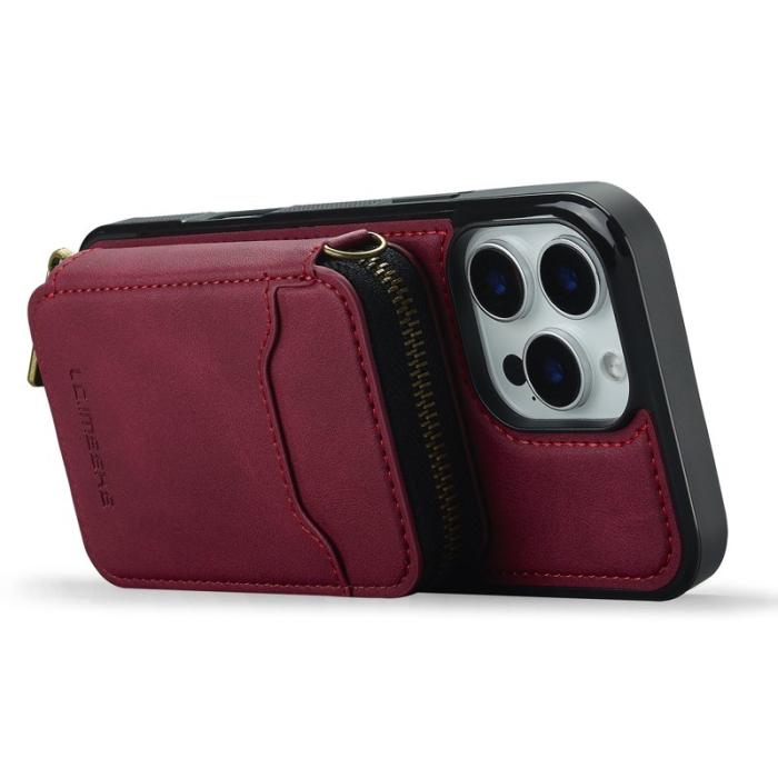 LC.imeeke - LC.IMEEKE L6 iPhone 14 Pro Max Plånboksfodral Konstläder - Röd