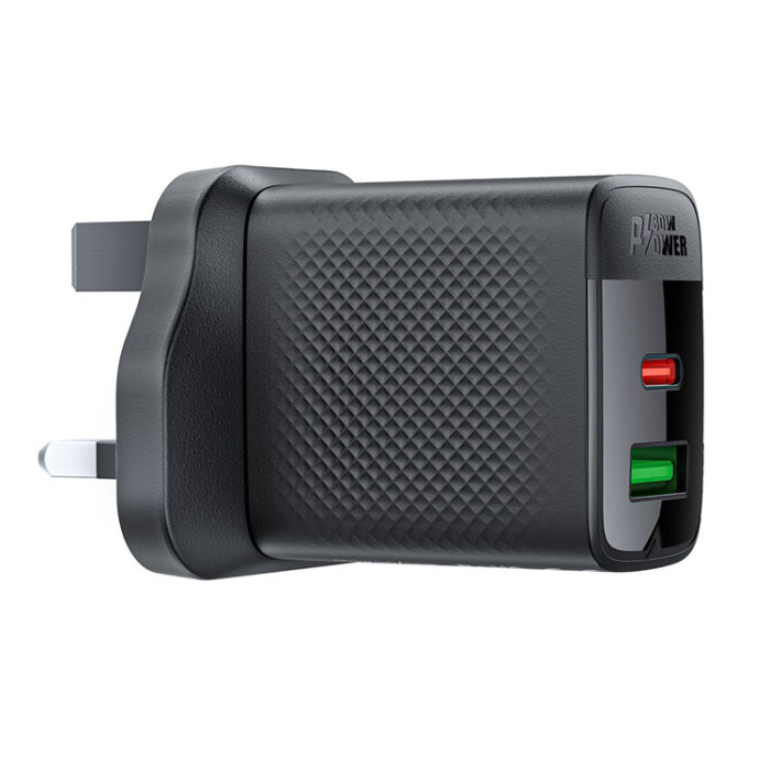 Acefast - ACEFAST GaN Snabbladdare 30W USB-A - USB-C PD UK A99 - Svart