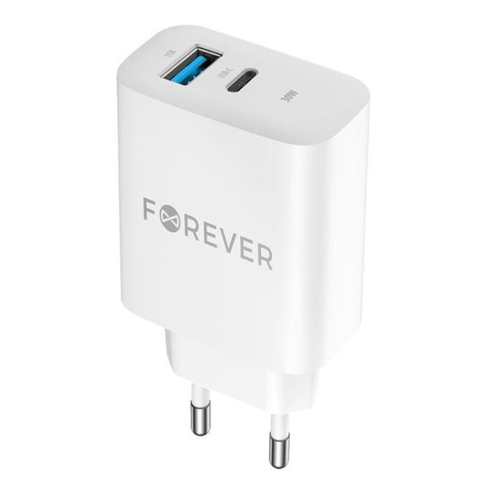 Forever - Forever Snabbladdare 30W USB/USB-C med Kabel 60W PD QC