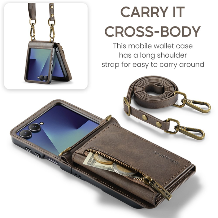 DG.MING - DG.MING Galaxy Z Flip 7 Mobilskal RFID Blocking M5 - Kaffe