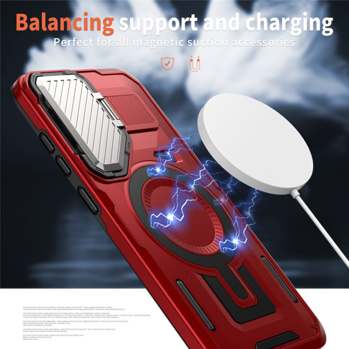 A-One Brand - Galaxy S25/S24 Mobilskal MagSafe Kickstand - Röd