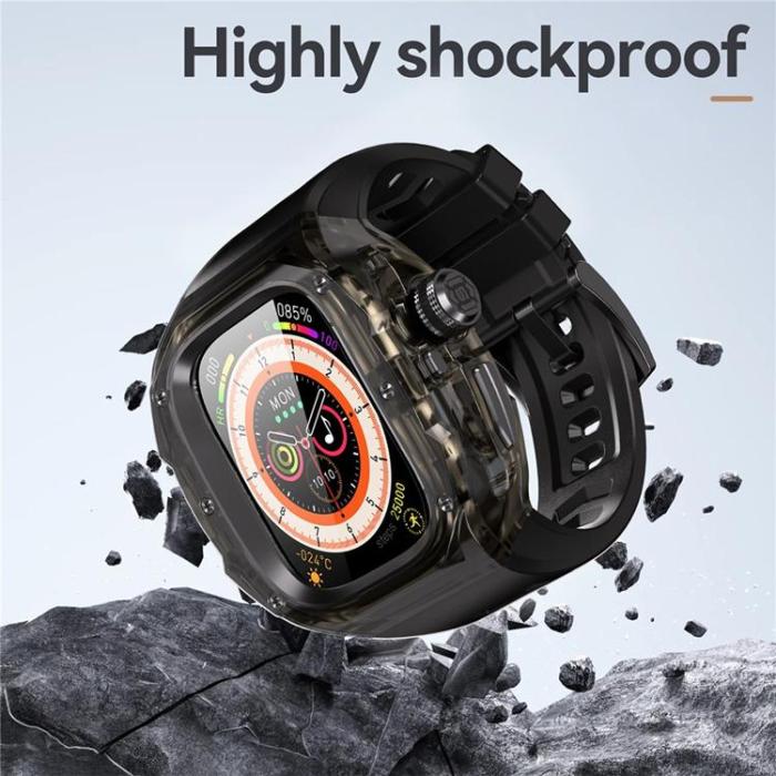 A-One Brand - Armband För Apple Watch Ultra 1/2/3 (49mm) Silikon med Skal - Svart