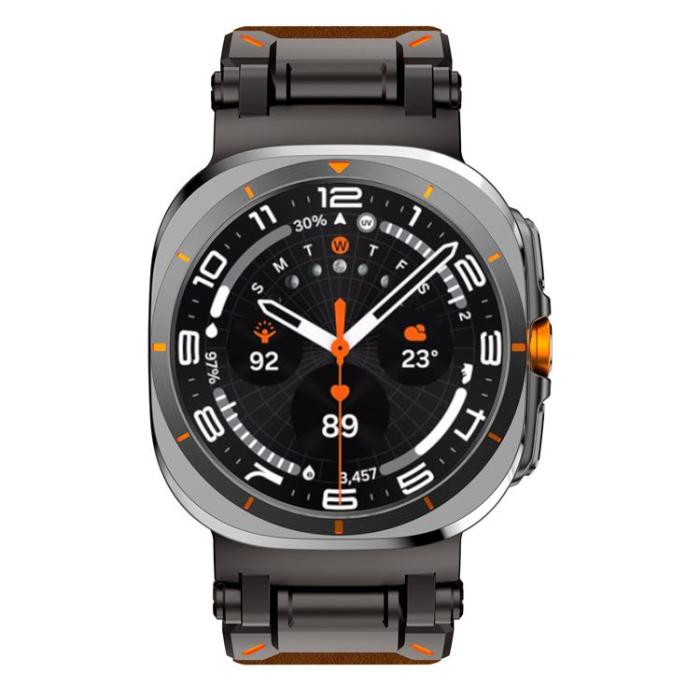 Boom of Sweden - Galaxy Watch Ultra (47mm) Armband Svart Äkta Läder - Brun