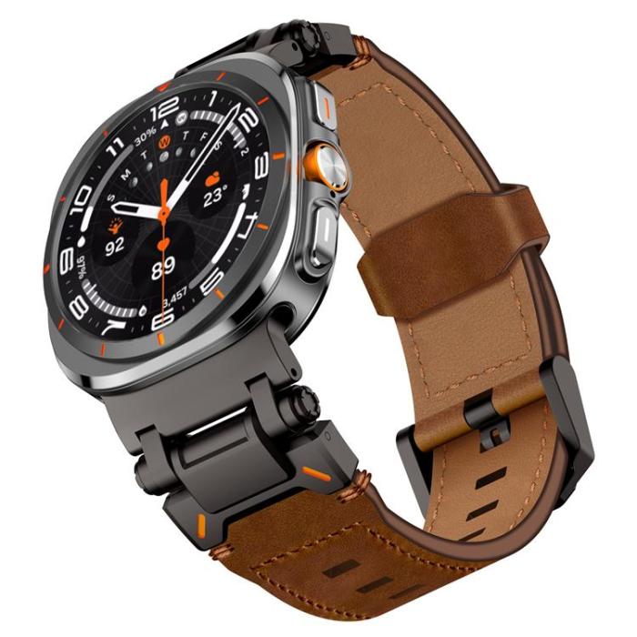 Boom of Sweden - Galaxy Watch Ultra (47mm) Armband Svart Äkta Läder - Brun