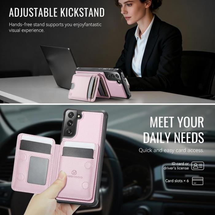 OEM - JEEHOOD Samsung Galaxy S21 5G Fodral KonstLäder - Rosa