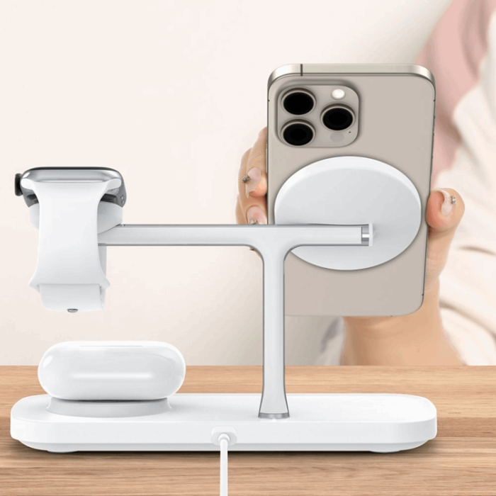 Tech-Protect - 3-in-1 Magsafe Trådlös Laddare iPhone, Apple Watch, AirPods Qi 15W