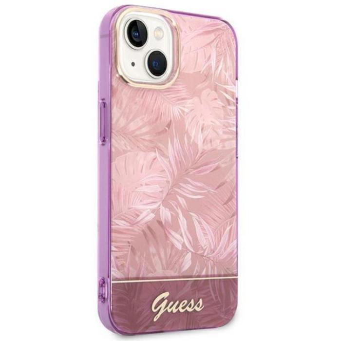 Guess - GUESS iPhone 14 Plus Skal Jungle Collection - Rosa
