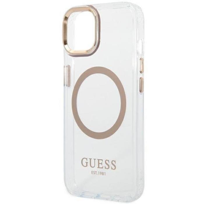 Guess - GUESS iPhone 14 Skal Magsafe Metal Outline - Guld
