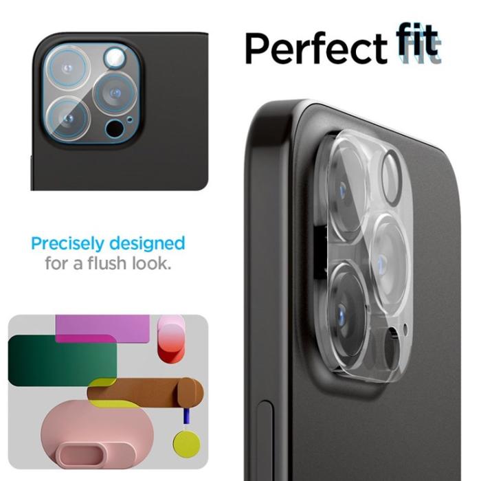 Spigen - [2-PACK] Spigen iPhone 15 Pro/15 Pro Max Kameralinsskydd i Härdat Glas - Clear