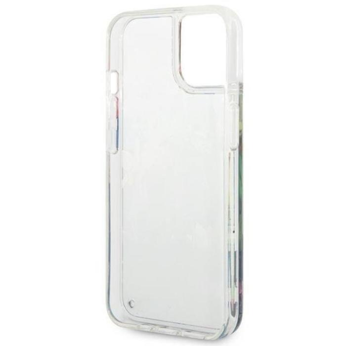 Guess - GUESS iPhone 14 Plus Skal Flower Liquid Glitter - Blå