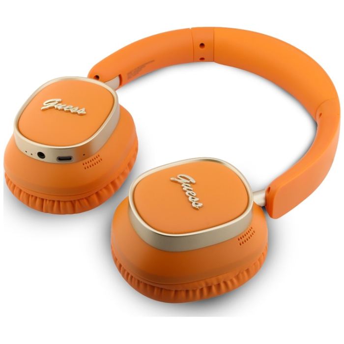 Guess - Guess On-Ear Hörlurar Bluetooth ENC Rectangle Metal Script - Orange
