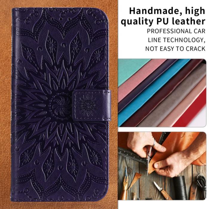 OEM - Samsung Galaxy S26 Plus Plånboksfodral Konstläder Solrosprägling - Lila