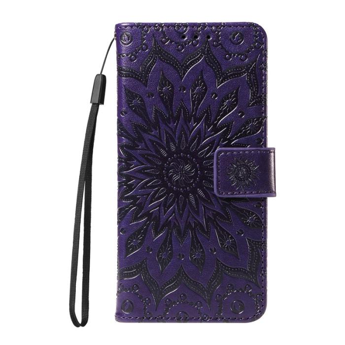 OEM - Samsung Galaxy S26 Plus Plånboksfodral Konstläder Solrosprägling - Lila