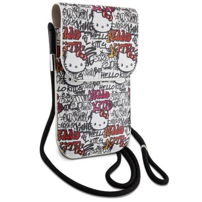 Hello Kitty - Hello Kitty Halsbandsfodral Läder Tags Graffiti - Beige
