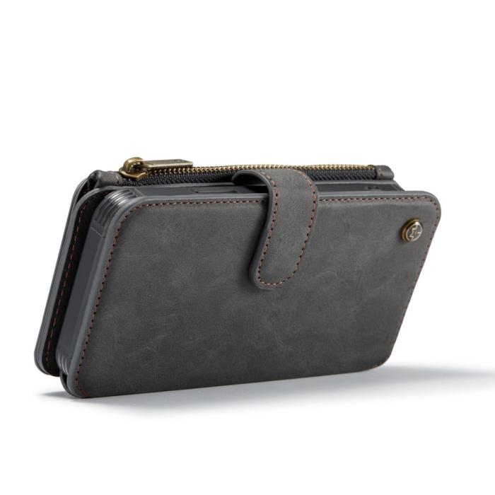 Caseme - CASEME Avtagbart Äkta Läder Plånboksfodral iPhone 12 Mini - Svart