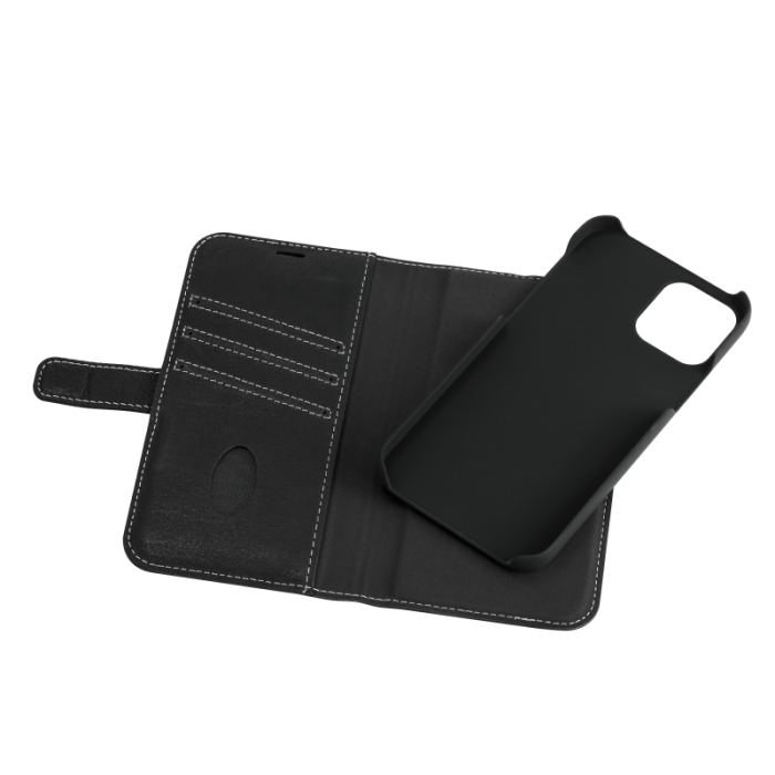 UTGATT1 - Essentials - Leather Avtagbart Plånboksfodral iPhone 12 & 12 Pro - Svart