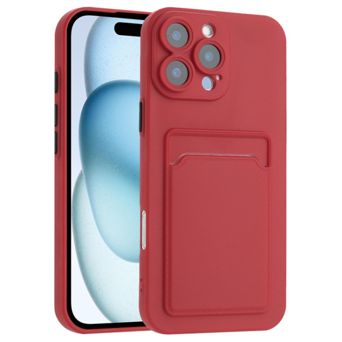 A-One Brand - iPhone 16 Pro Mobilskal Korthållare TPU - Hagtornsröd