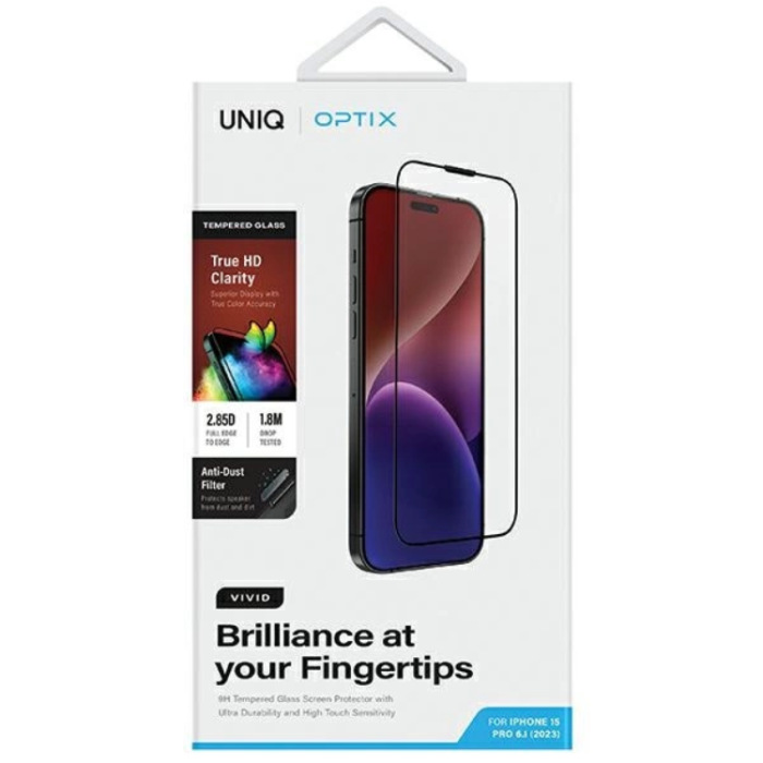 UNIQ - UNIQ iPhone 15/14 Pro Härdat Glas Skärmskydd Optix Vivid