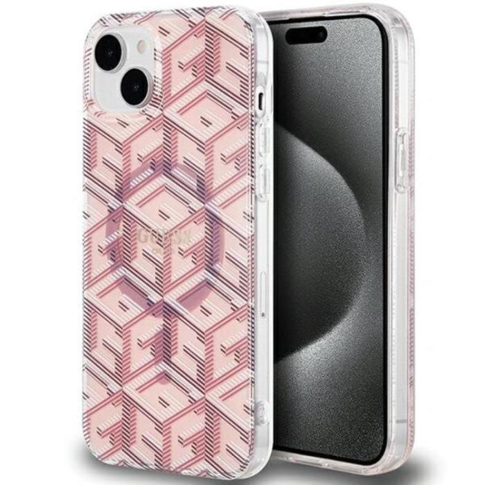 Guess - Guess iPhone 15/14/13 Mobilskal Magsafe IML GCube - Rosa