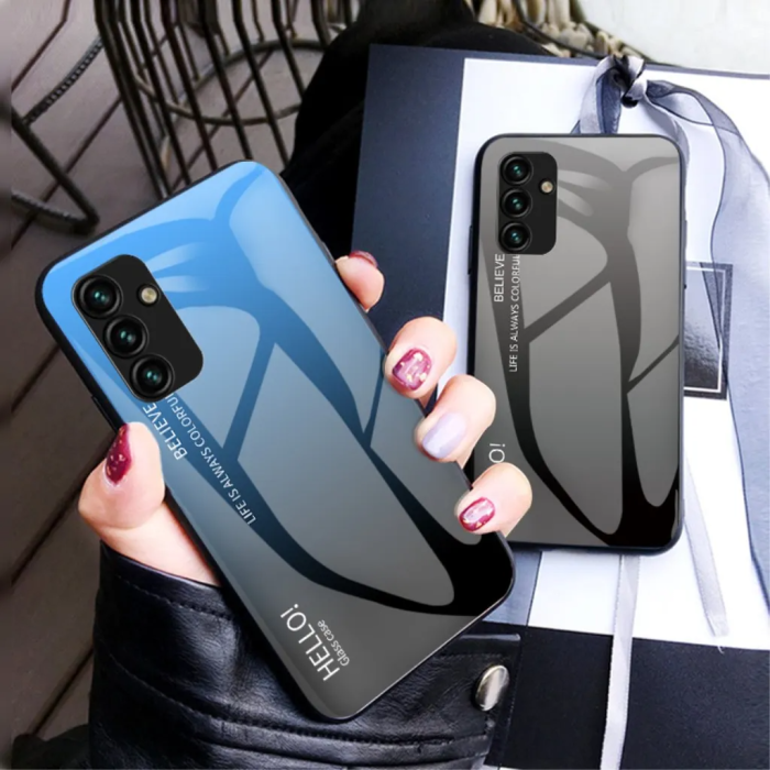 Taltech - Galaxy A14 Mobilskal Flexibelt - Gradient Blå Svart