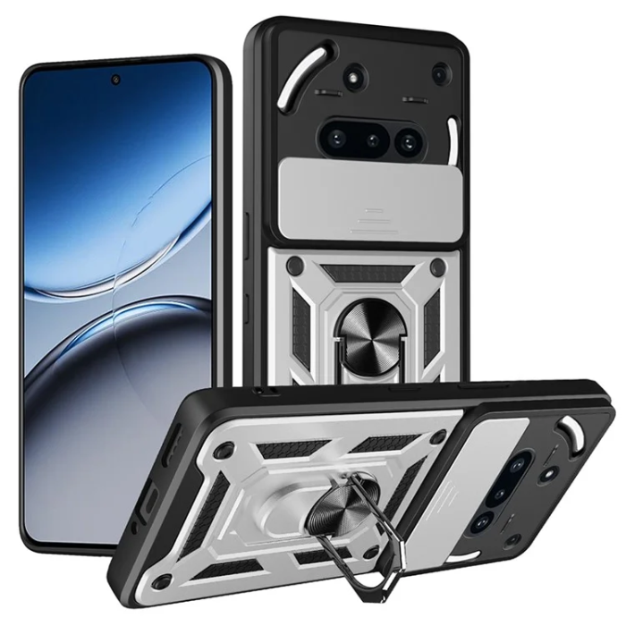 A-One Brand - Nothing Phone (3a) Mobilskal Slide Kamera Kickstand - Grå