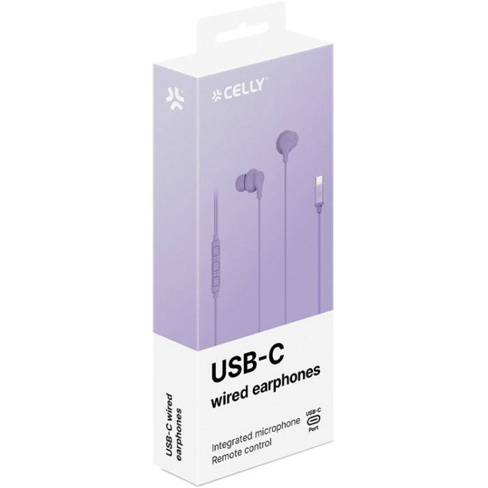 Celly - Celly Hörlurar In-Ear Kabel USB-C UP1600 - Lila
