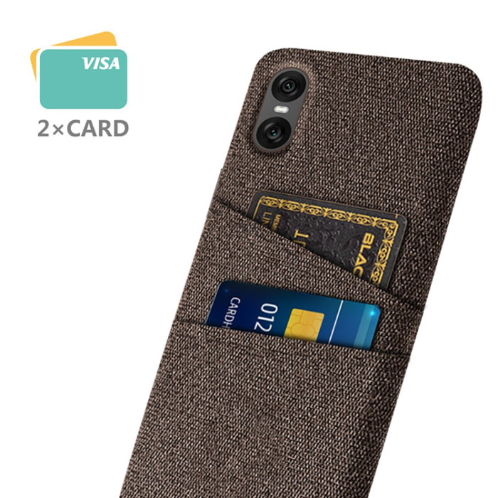 A-One Brand - Sony Xperia 10 VII Mobilskal med Dual Kortfack Tyg + PC - Brun