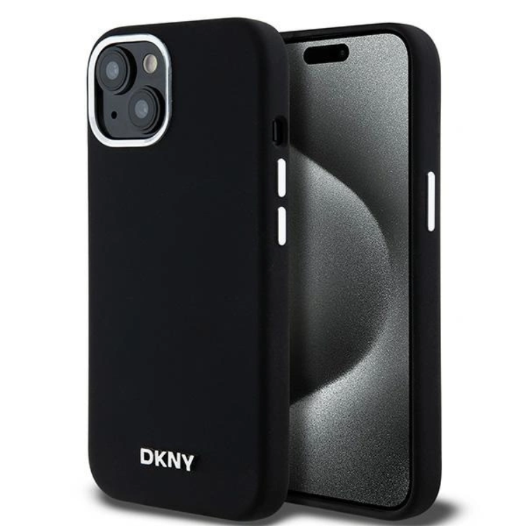 DKNY iPhone 14 Mobilskal Magsafe Liquid Silikon Small Metal Logo - Svart | 2353 | AlltMobil