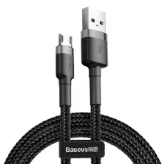 BASEUS - Baseus Fl&auml;tad USB Till Micro USB Kabel 2M - Svart/Gr&aring;