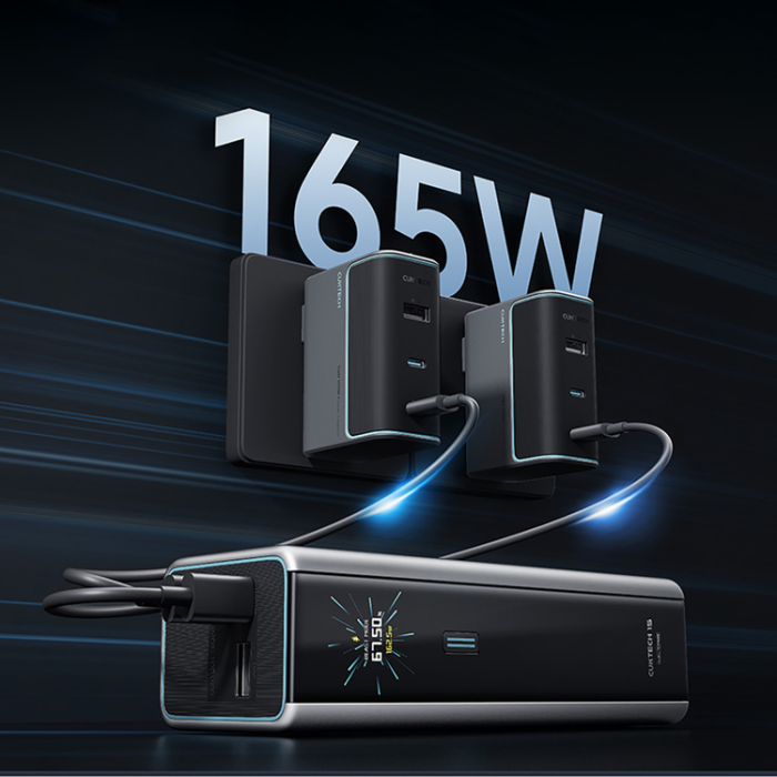 Cuktech - Cuktech Powerbank 20000 mAh 210W 2xUSB-C 1xUSB-A - Grå