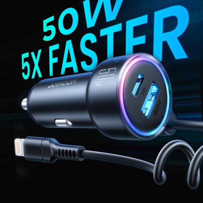 UTGATT1 - Joyroom 3in1 Billaddare USB-C/USB-A 45W Lightning Kabel 1.5m