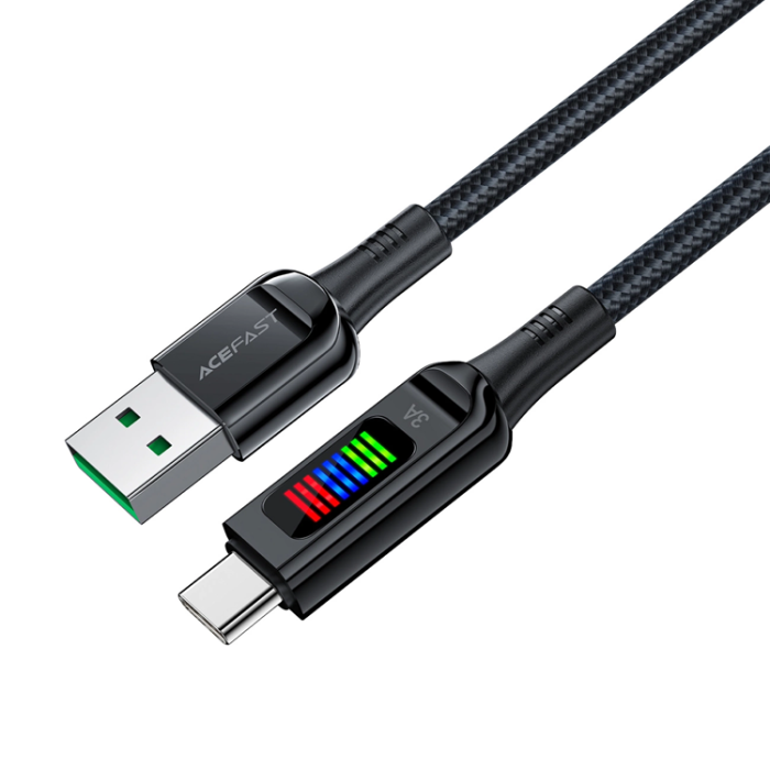 Acefast - Acefast USB-C till USB-A kabel 60W 1.2m med Display - Svart