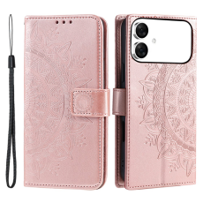 A-One Brand - Galaxy S26 Edge Plånboksfodral Imprinted Totem Läder - Roséguld