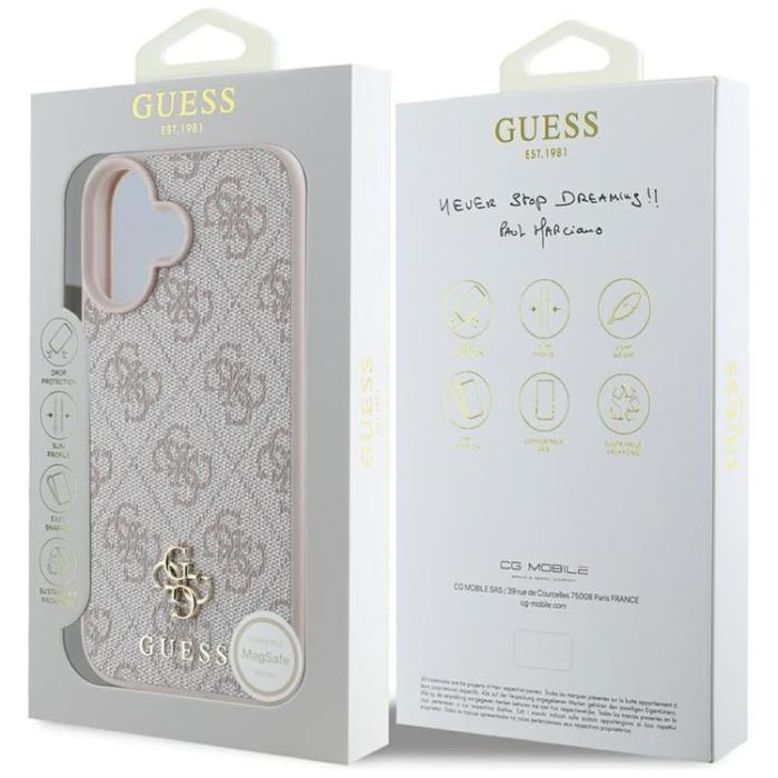Guess - Guess iPhone 16 Mobilskal MagSafe HC PU 4G Small Classic - Rosa