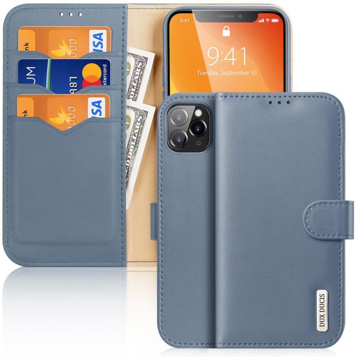UTGATT1 - Dux Ducis Hivo Äkta Läder Plånboksfodral iPhone 11 Pro Max - Blå