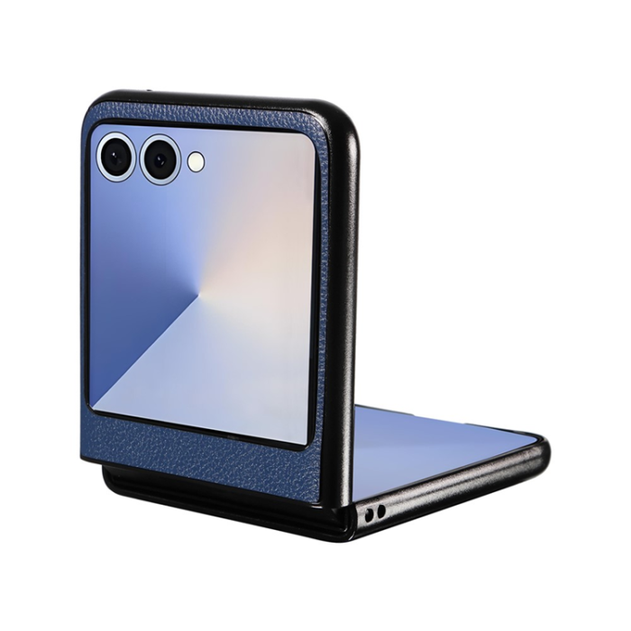 A-One Brand - Galaxy Z Flip 7 Mobilskal Litchi Texture Läder - Mörkblå